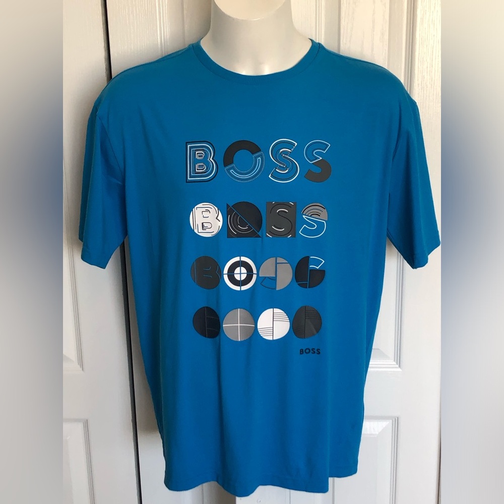 Boss Men's Teal Graphic Logo Short Sleeve Tee